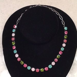 Mariana Pink and Green Swarovski Crystal Necklace